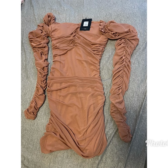 Mariah ruched dress in nude - Picture 2 of 2